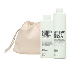 authentic beauty concept amplify christmas gift set with amplify Shampoo and conditioner in soft clutch bag