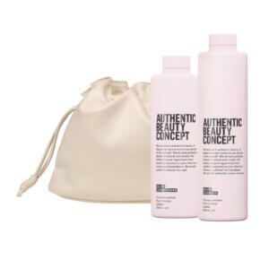 authentic beauty concept glow christmas gift set with Glow Shampoo and conditioner in soft clutch bag